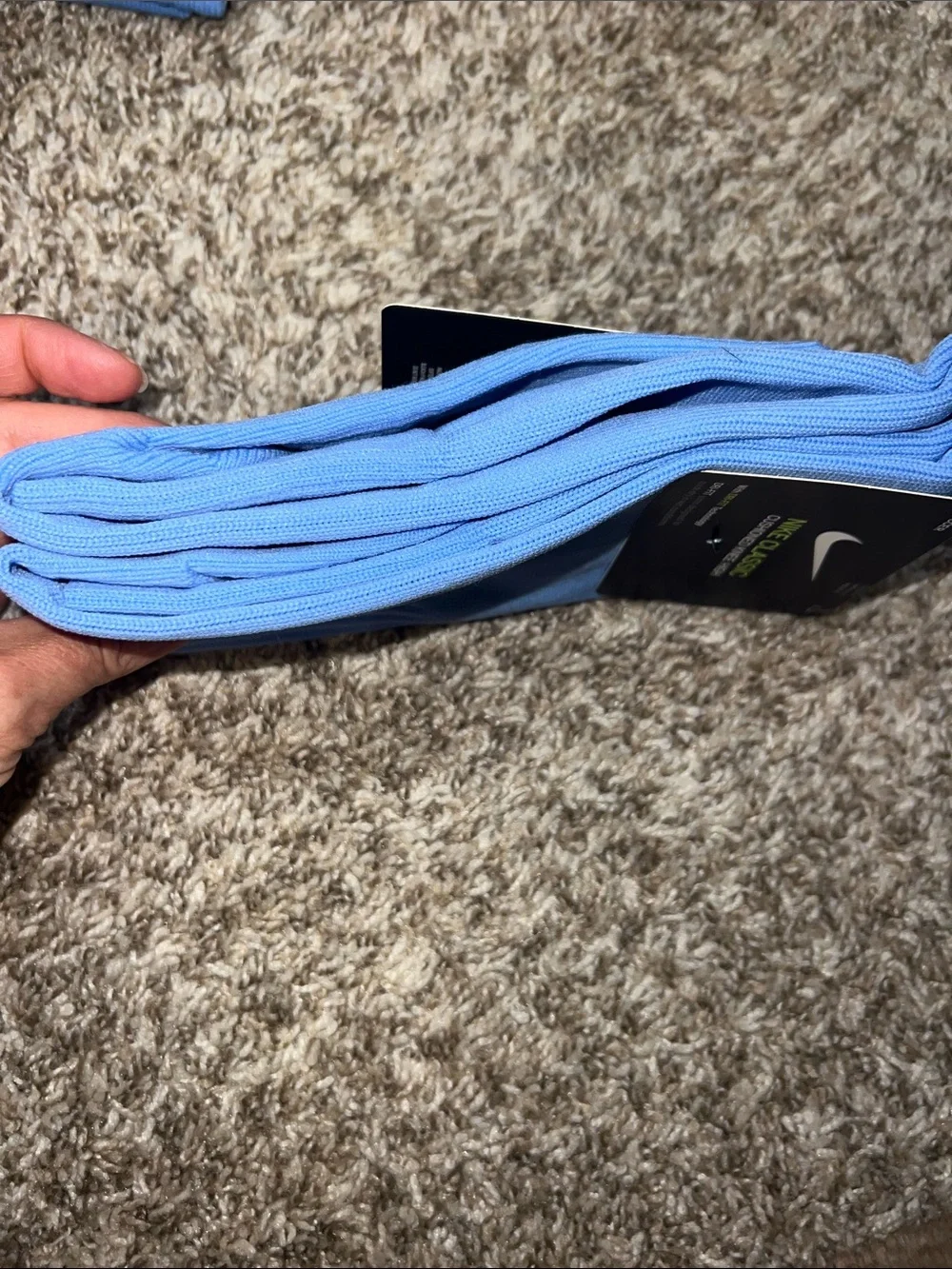 NWT! Nike Classic Cushion Knee High Athletic Socks- Light Blue with White Swoosh